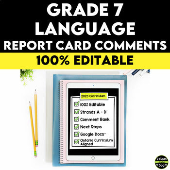 Grade 7 Language Ontario Report Card Comments