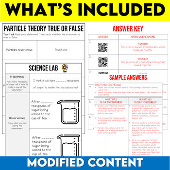 Grade 7 Science Pure Substances and Mixtures Modified Unit
