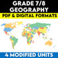 Grade 7/8 Geography Modified Bundle