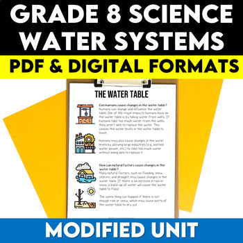 Grade 8 Science Modified Water Systems Unit