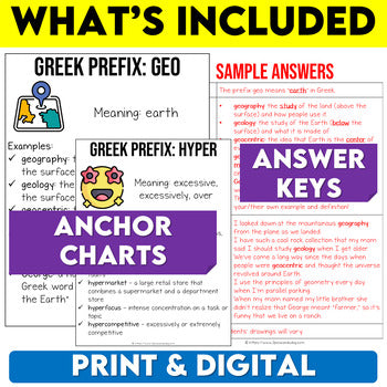 Middle School Greek Prefixes Morphology Unit and Worksheets