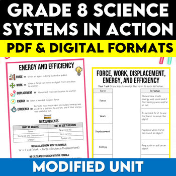 Grade 8 Science Modified Systems in Action Unit Ontario Science