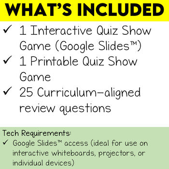 Grade 7 History Quiz Show Game