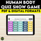Human Body Quiz Show Game, Human Body Systems 5th Grade