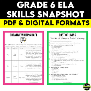 Beginning of Year 6th Grade ELA Assessments, Grade 6 ELA Skills Snapshot