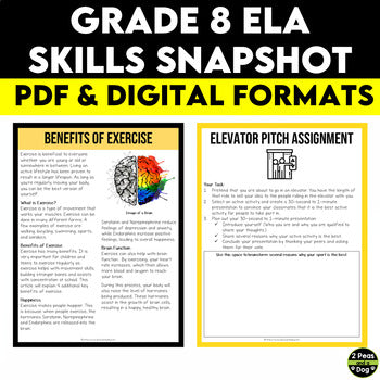 Beginning of Year 8th Grade ELA Assessments, Grade 8 ELA Skills Snapshot