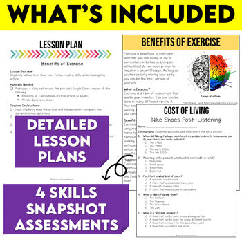 Beginning of Year 8th Grade ELA Assessments, Grade 8 ELA Skills Snapshot