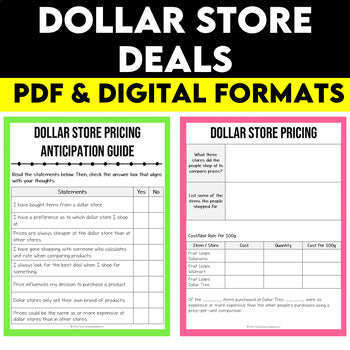 Dollar Store Deals Media Literacy Lesson, Grade 6 Financial Literacy
