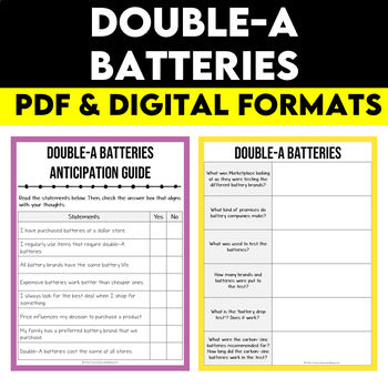 Double-A Batteries Media Literacy Lesson, Grade 6 Science