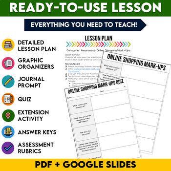 Online Shopping Mark-Ups Media Literacy Lesson, Grade 6 Financial Literacy