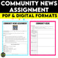 Community News Assignment, Current Events