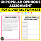Unpopular Opinions Presentation Assignment, Persuasive Speaking