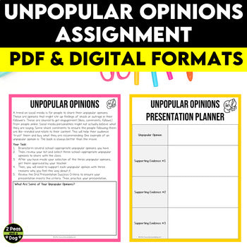 Unpopular Opinions Presentation Assignment, Persuasive Speaking