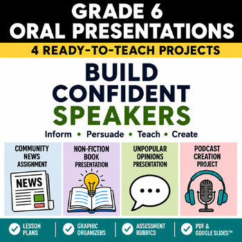 Grade 6 Oral Presentations Bundle, Public Speaking Projects