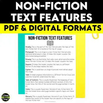 Non-Fiction Text Features, Text Features Anchor Charts, Informational Text