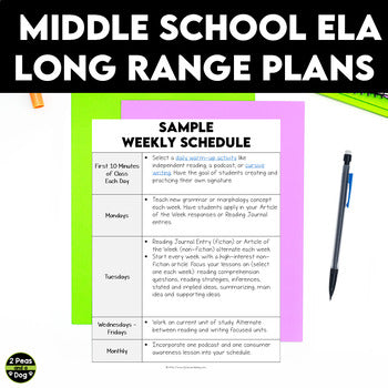 Middle School ELA Scope and Sequence Pacing Guide