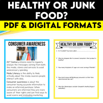 Health Lesson: Consumer Awareness Lesson - Healthy or Junk Food?