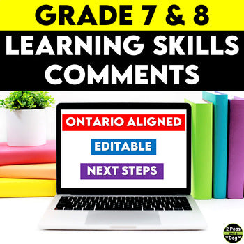 Editable Learning Skills Comments Ontario Grade 7 and 8