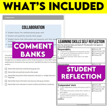 Editable Learning Skills Comments Ontario Grade 7 and 8