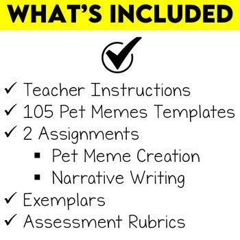 Pet Memes Narrative Writing Assignment