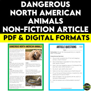 Dangerous North American Animals Non-Fiction Article