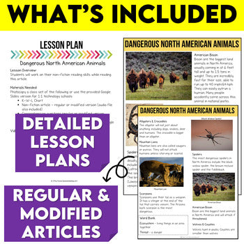 Dangerous North American Animals Non-Fiction Article