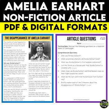 The Disappearance of Amelia Earhart Non-Fiction Article