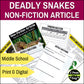 Deadly North American Snakes Non-Fiction Article