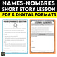 Names-Nombres Short Story Lesson
