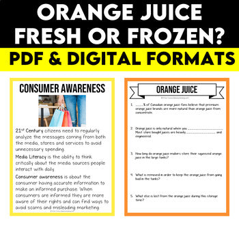 Media Literacy: Consumer Awareness Lesson - Orange Juice