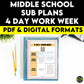 Middle School ELA Sub Plans - Topic 4-Day Workweek