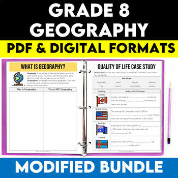 Grade 8 Geography Modified Bundle Ontario Curriculum