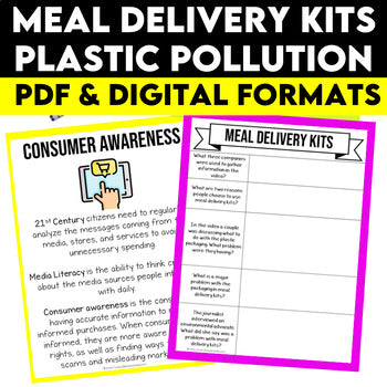 Media Literacy: Consumer Awareness Lesson - Meal Delivery Kits