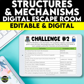 Structures and Mechanisms Digital Escape Room Grade 7 Science Ontario
