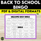 Back to School Bingo