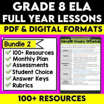 Full Year Middle School English Language Arts Lesson Bundle 2