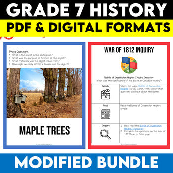 Grade 7 History Bundle Modified Ontario Curriculum