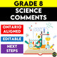 Ontario Report Card Comments - Grade 8 Science Editable