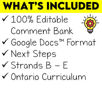 Ontario Report Card Comments - Grade 8 Science Editable