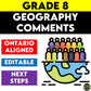 Ontario Report Card Comments Grade 8 Geography Editable