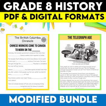 Grade 8 History Modified Bundle Ontario Curriculum