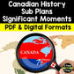 Canadian History Sub Plans - Significant Moments