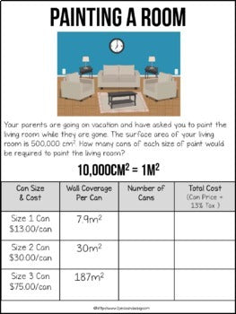 Cylinders Surface Area and Volume Project