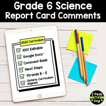 Grade 6 Science Ontario Report Card Comments