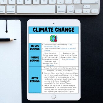 Middle School ELA Sub Plans - Topic Climate Change