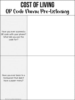 Podcast Listening Comprehension Lesson - QR Code Restaurant Menus