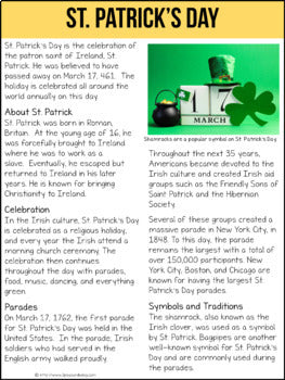 St. Patrick's Day Non-Fiction Article